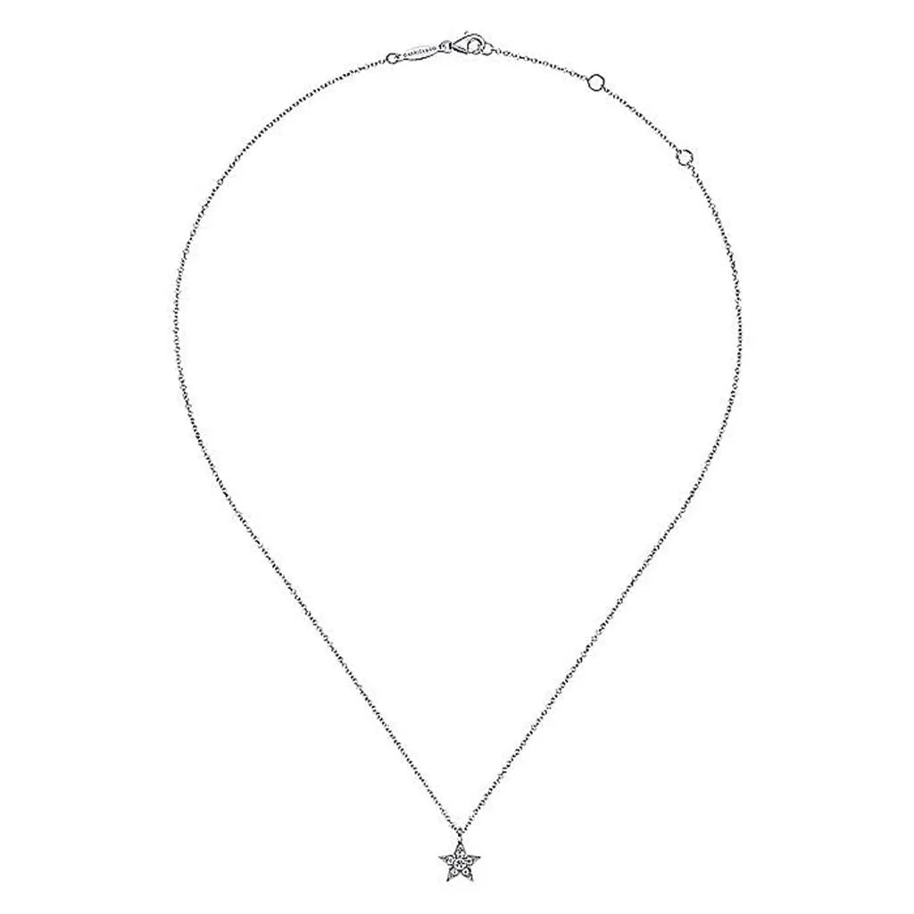 0.06ctw Star Diamond Pendant - 17.5" Necklace, White Gold