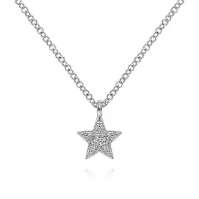 0.06ctw Star Diamond Pendant - 17.5" Necklace, White Gold