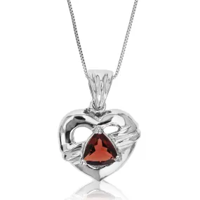 0.60 cttw Garnet Pendant Triangle Shape .925 Sterling Silver With 18 Inch Chain