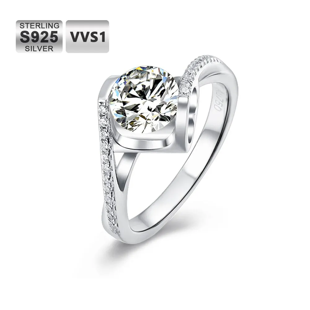 1.0 Carats VVS1 Moissanite Rings for Women