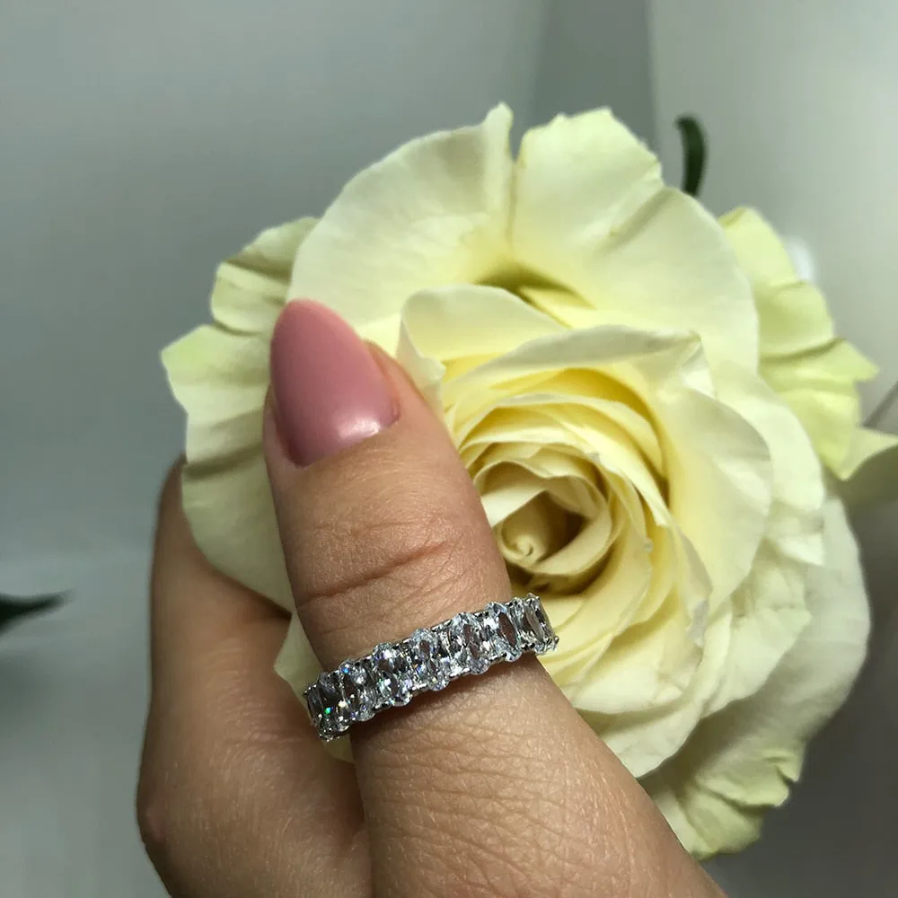 100% 925 Sterling Silver Classic Luxurious AAAAA CZ Ring