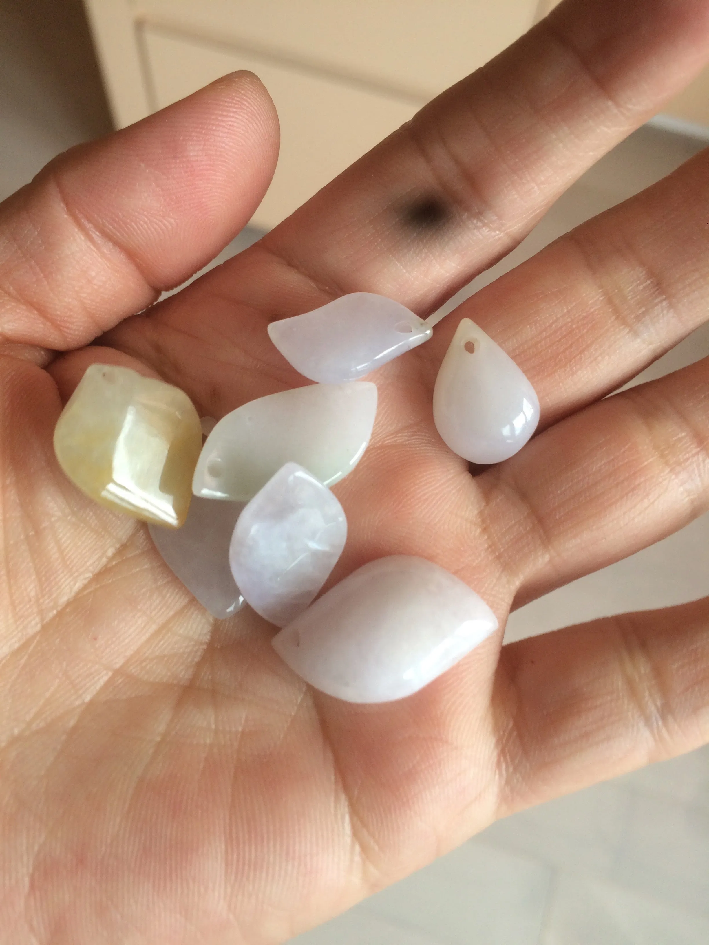 100% natural type A jadeite jade icy watery Willow leaf/petal/peach pendant group AC79