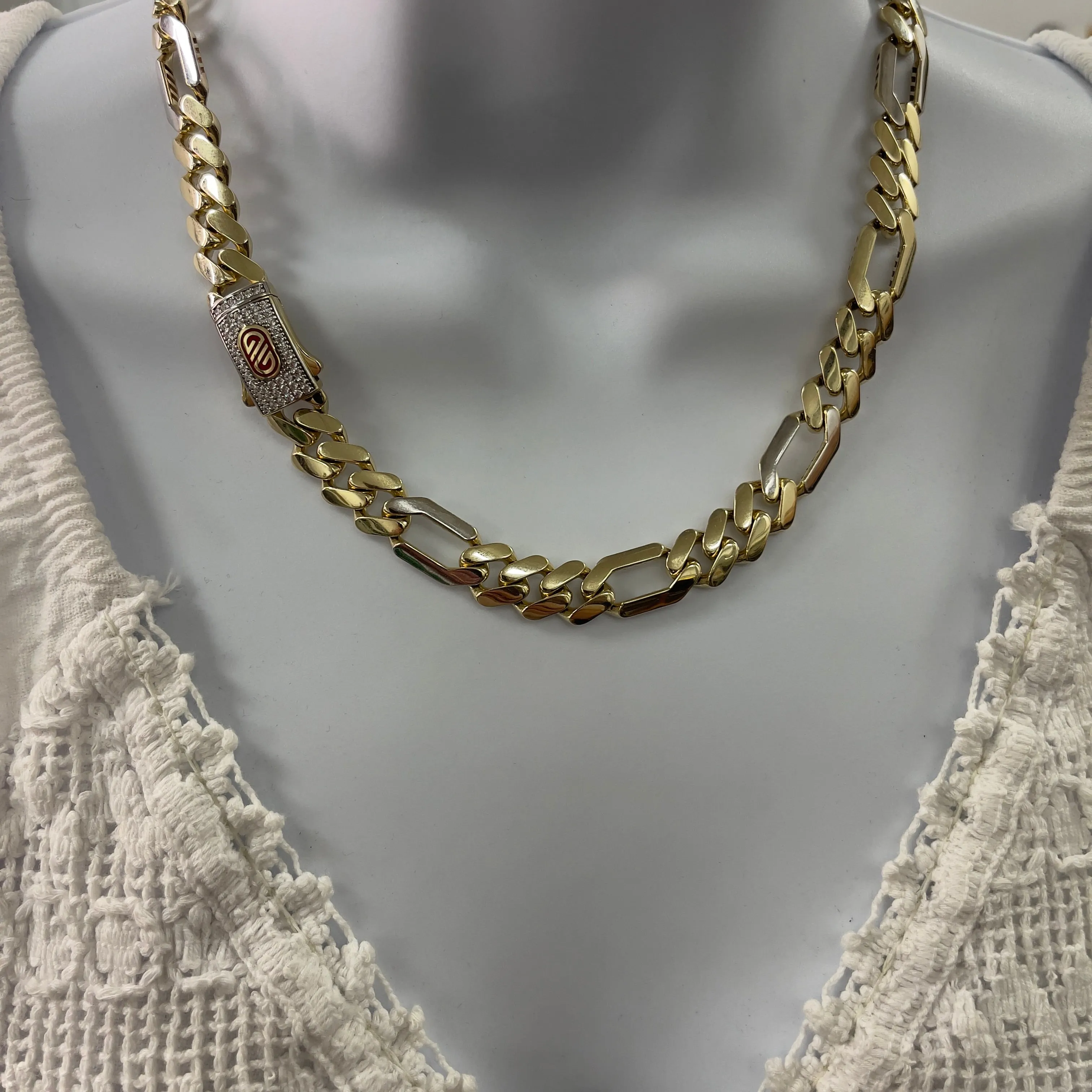 10K Two Tone Figaro Choker chain style Eros-225994