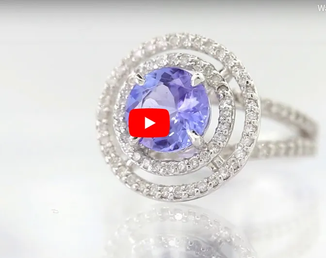 1.48 CT Tanzanite Diamond Ring 0.55 CT TW 14K White Gold TZR008