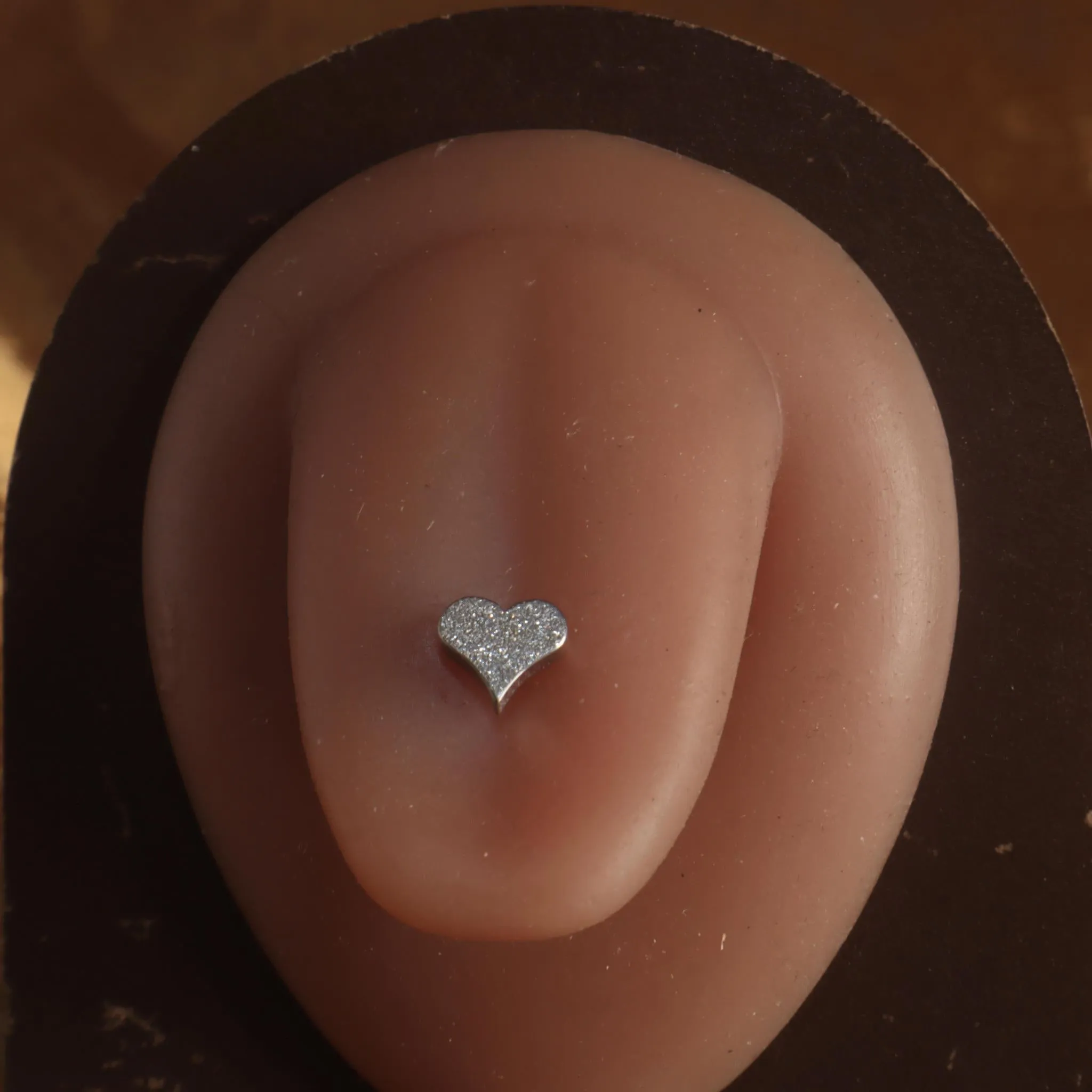 14G Steel Sparkle Heart Tongue ring barbell piercing