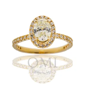 14K GOLD OVAL CUT YELLOW HALO DIAMOND ENGAGEMENT RING 1.52 CTW