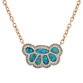 14K RG Opal, Alexandrite and Diamond Paw Necklace