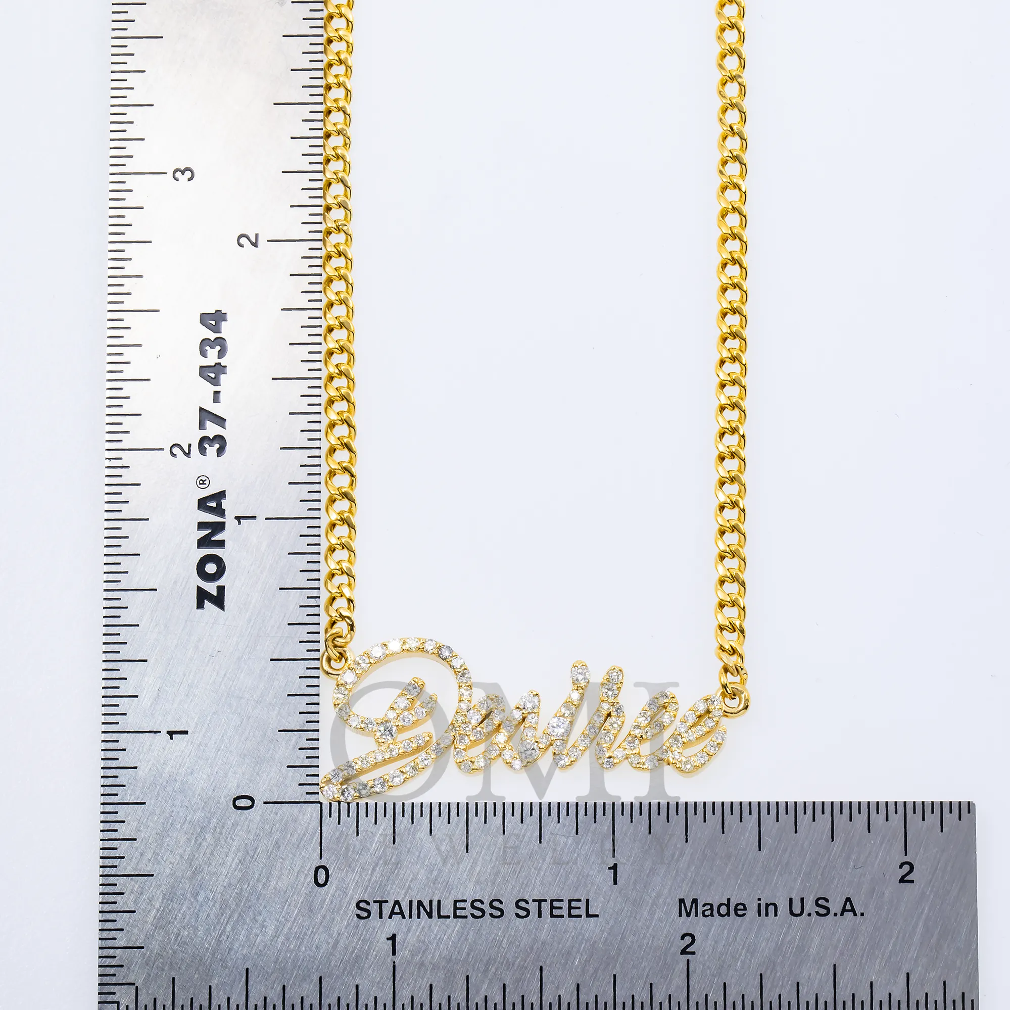 14K YELLOW GOLD DIAMOND CUSTOM NAME NECKLACE