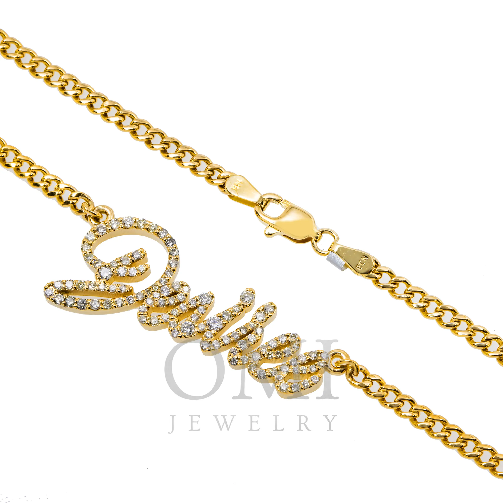 14K YELLOW GOLD DIAMOND CUSTOM NAME NECKLACE