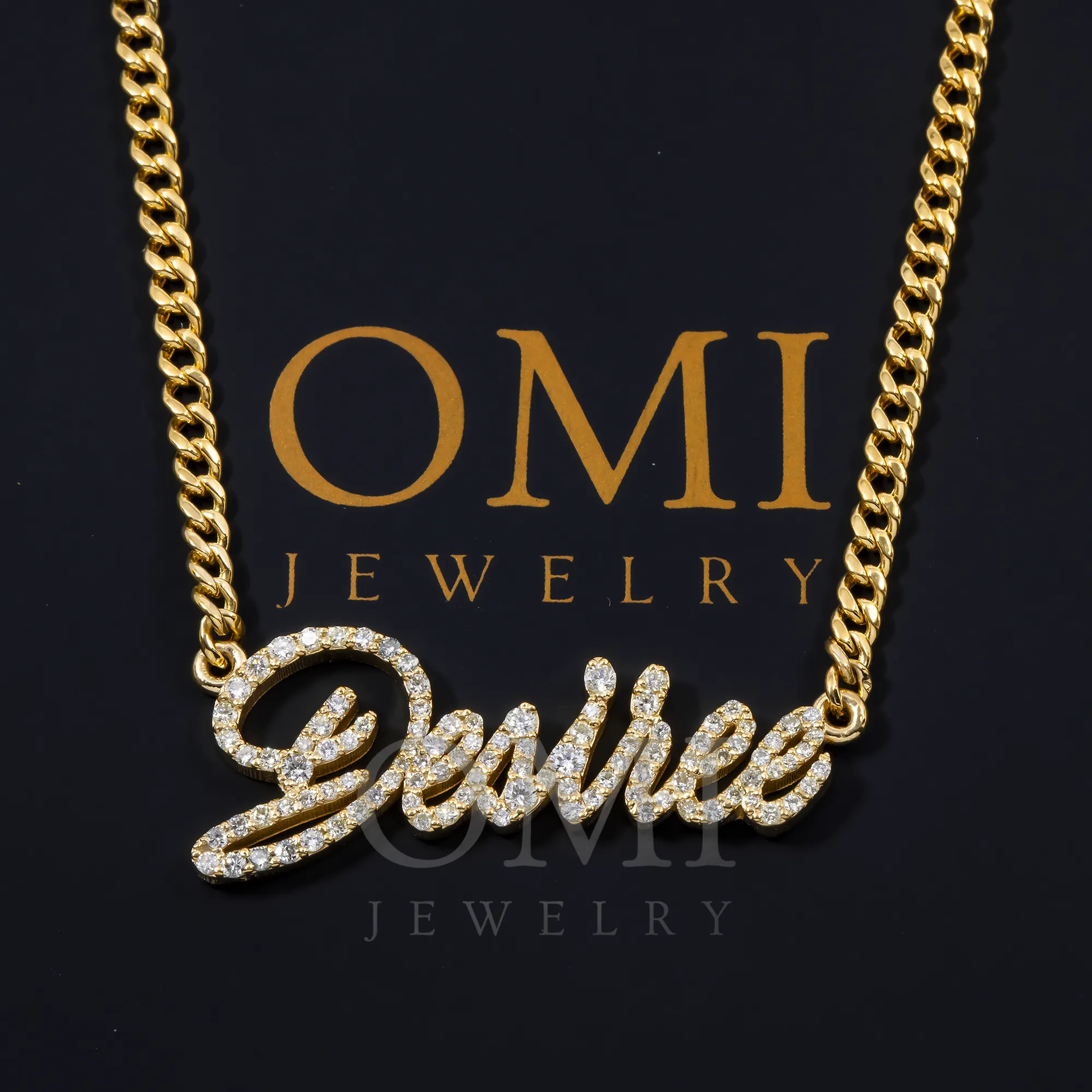 14K YELLOW GOLD DIAMOND CUSTOM NAME NECKLACE