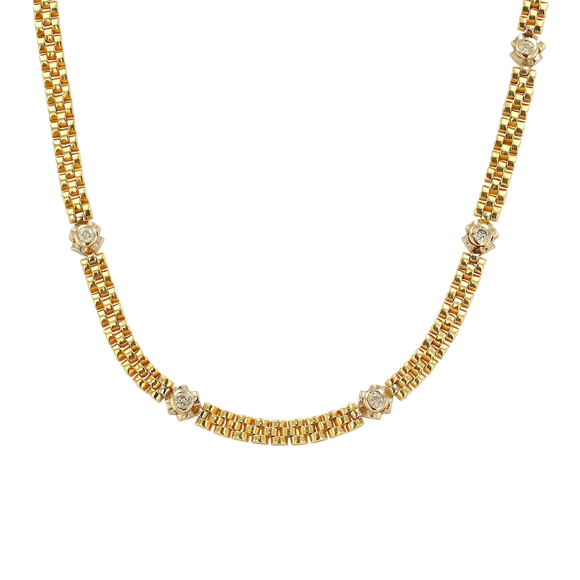 14K Yellow gold solid diamonds accent choker-226975