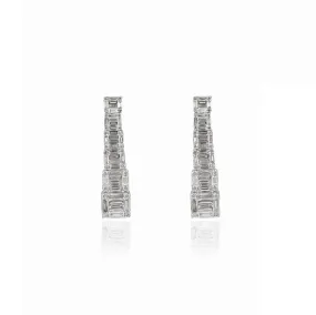 18K Gold Baguette Diamond Dangle Earrings