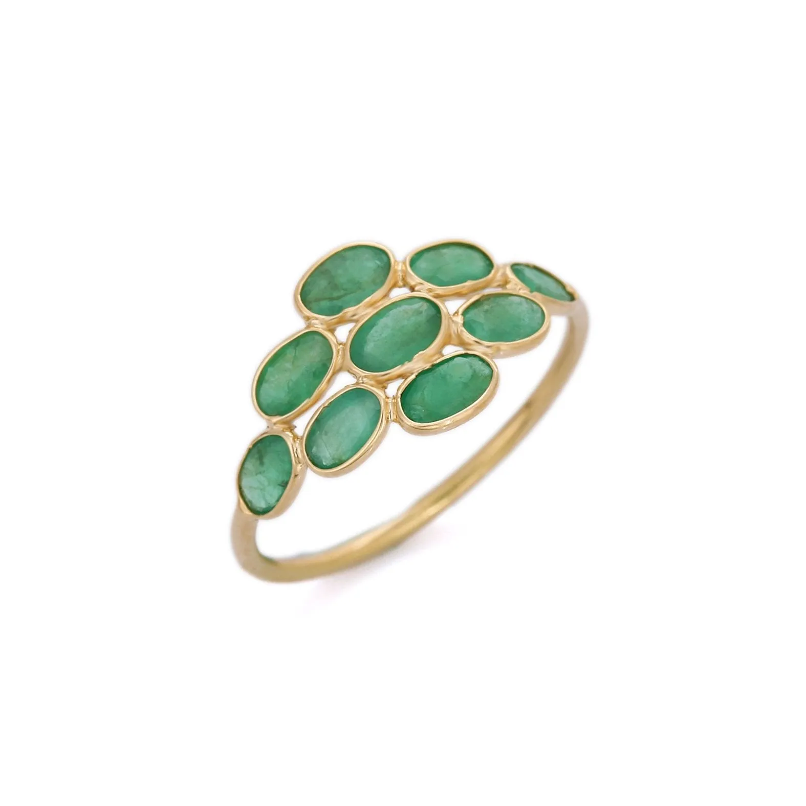 18K Gold Oval Shape Emerald Ring