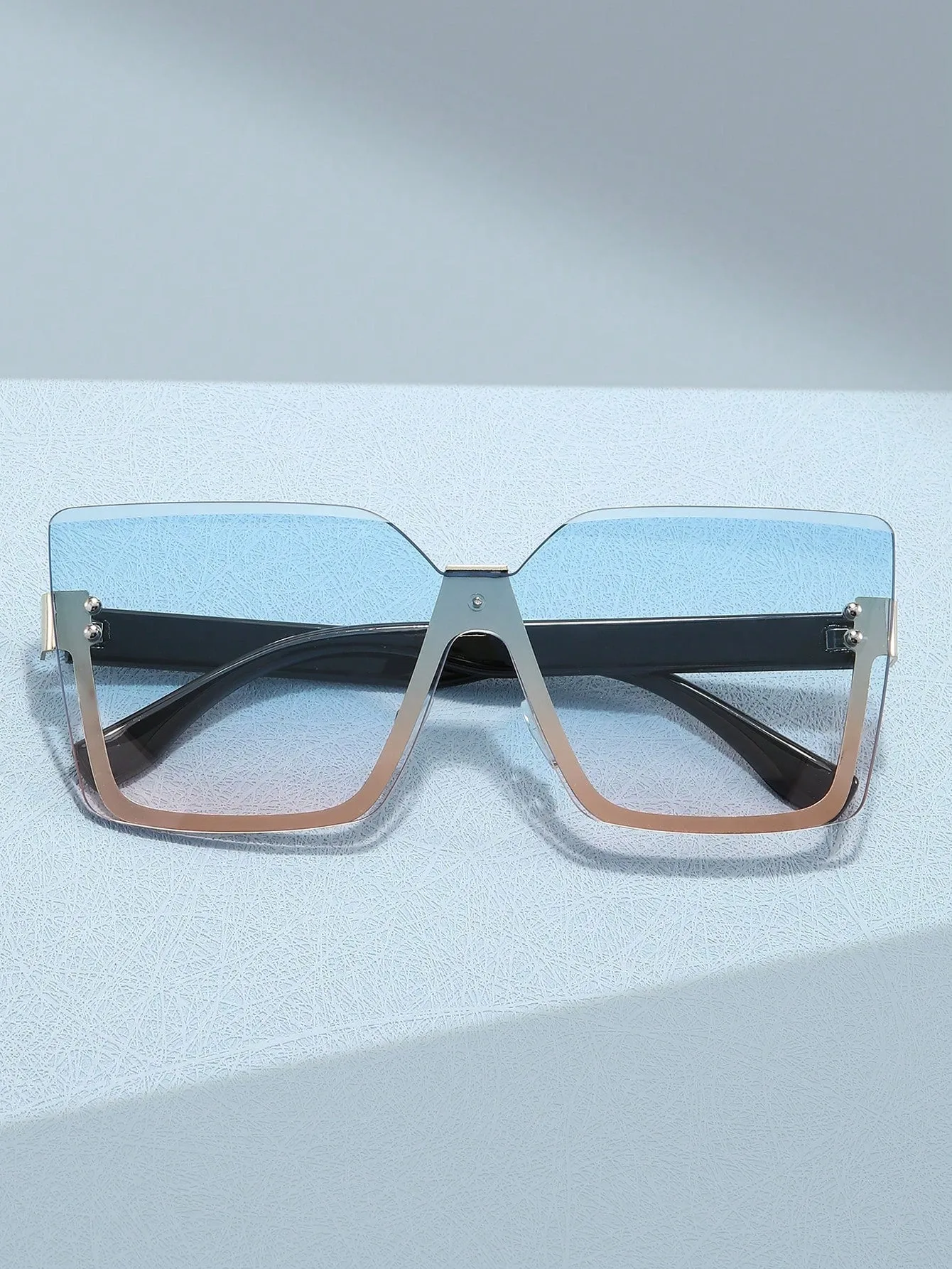 1pair Women Ombre Lens Browline Boho Sunglasses For Summer