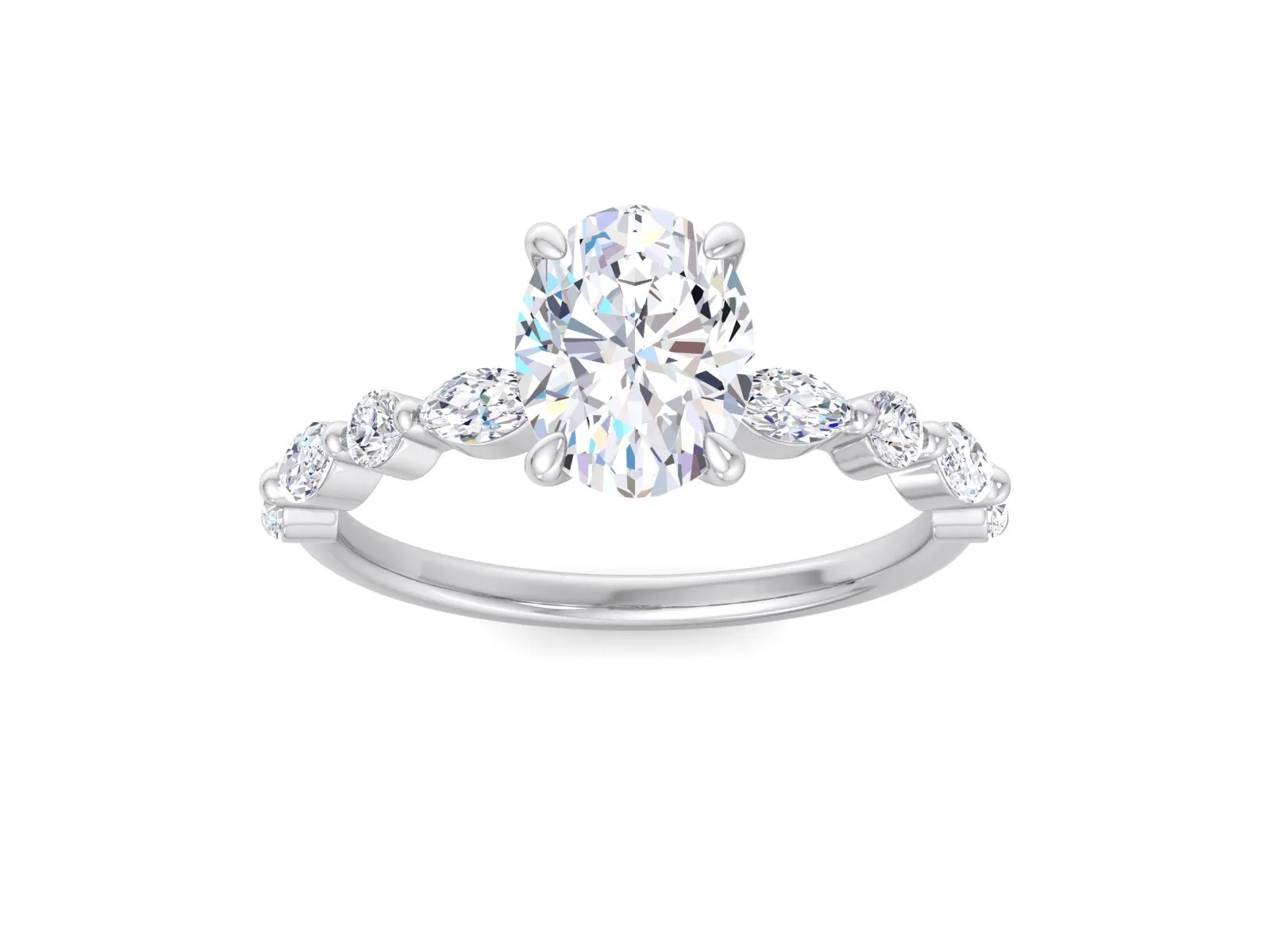 2.00ct Oval Cut Moissanite Engagement Ring 14K Solid Gold Ring