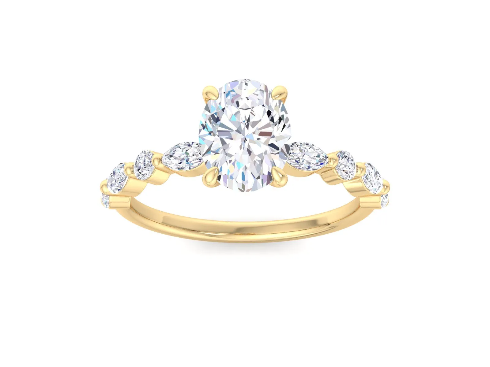 2.00ct Oval Cut Moissanite Engagement Ring 14K Solid Gold Ring