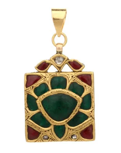 22k Gold Multi Gemstone Abir Reversible Pendant