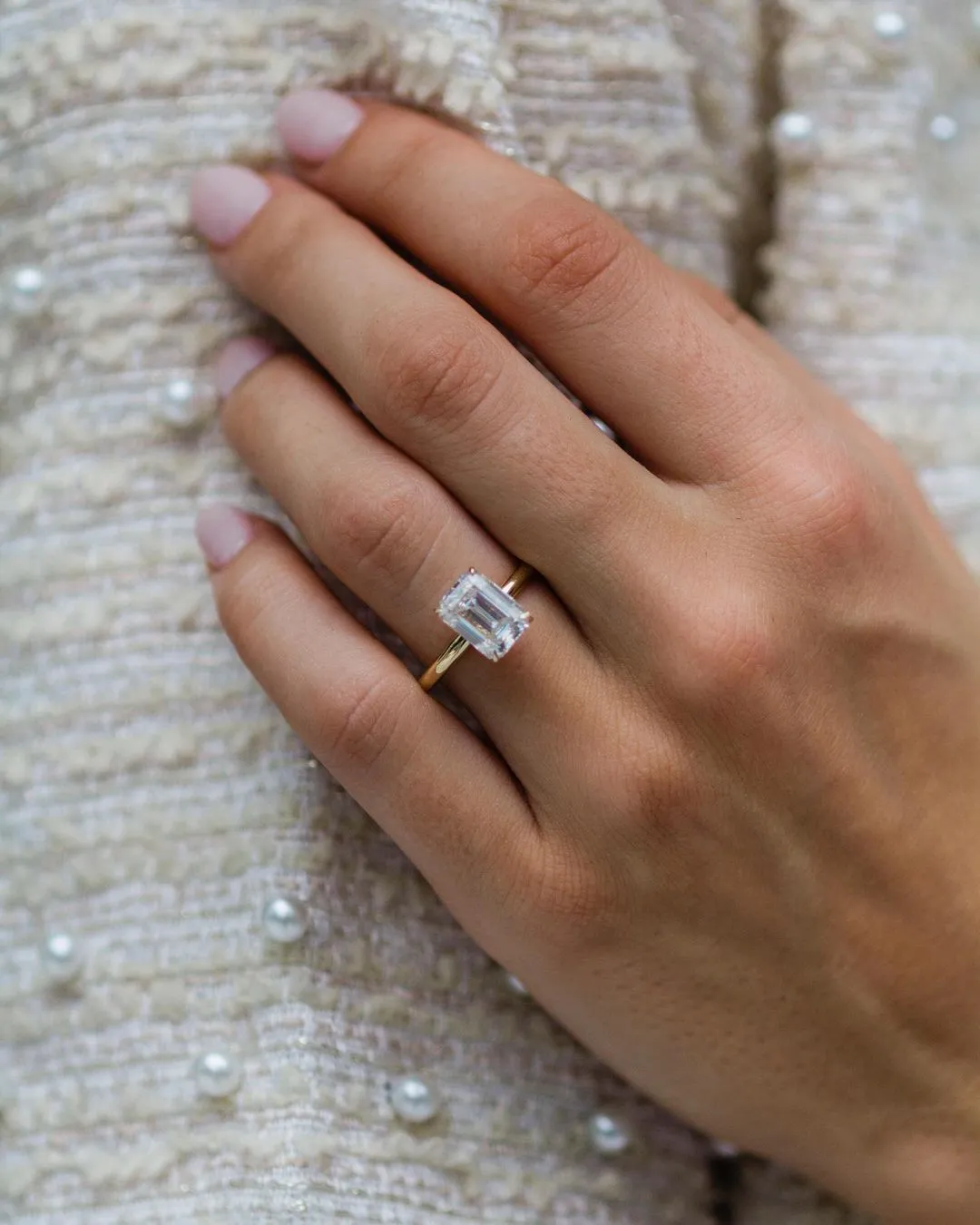 3 Ct Emerald Cut Moissanite Engagement Ring