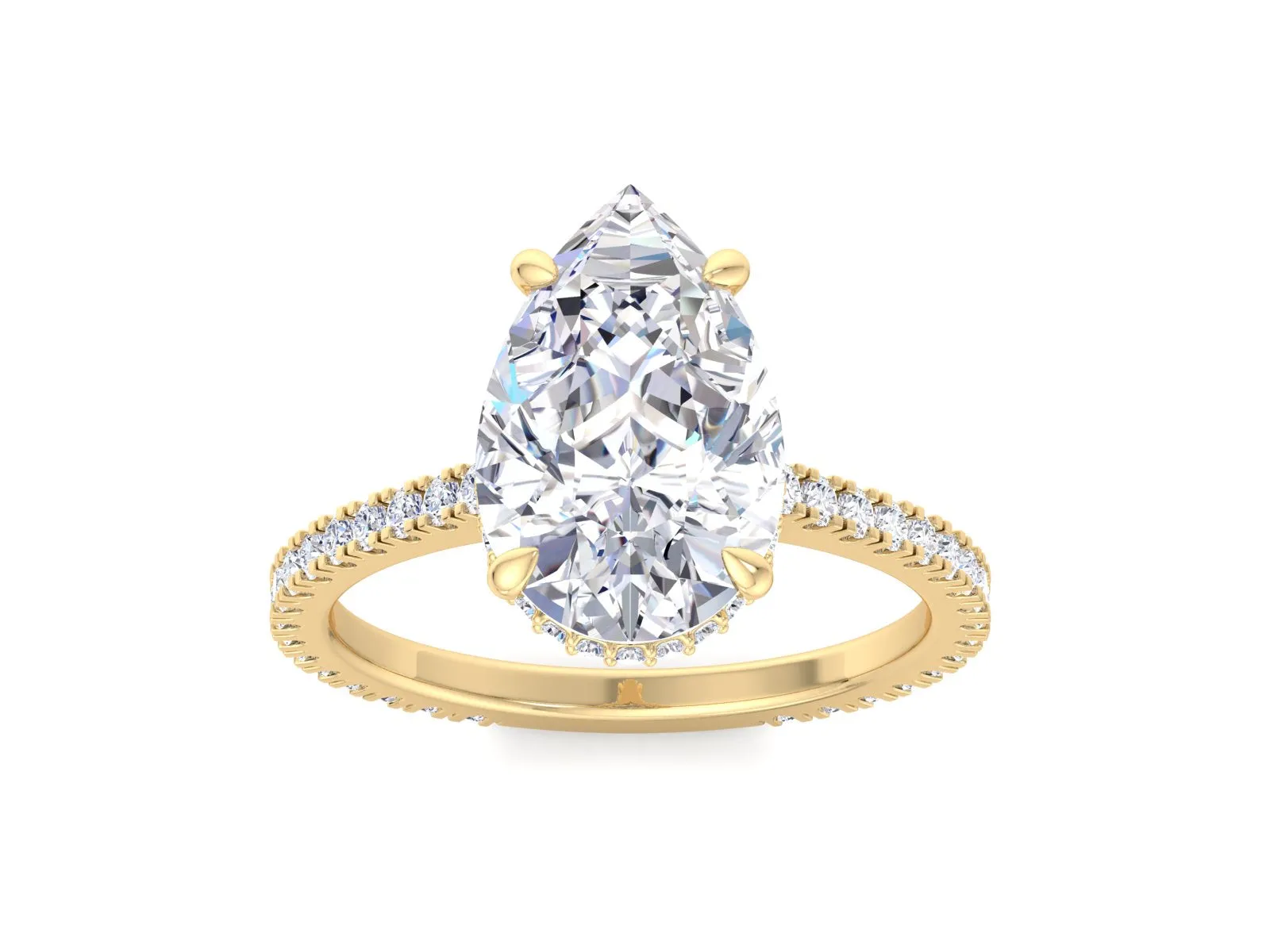 4.2CT Pear Moissanite Wedding Ring/ Hidden Halo Pear Shaped Moissanite Engagement Ring