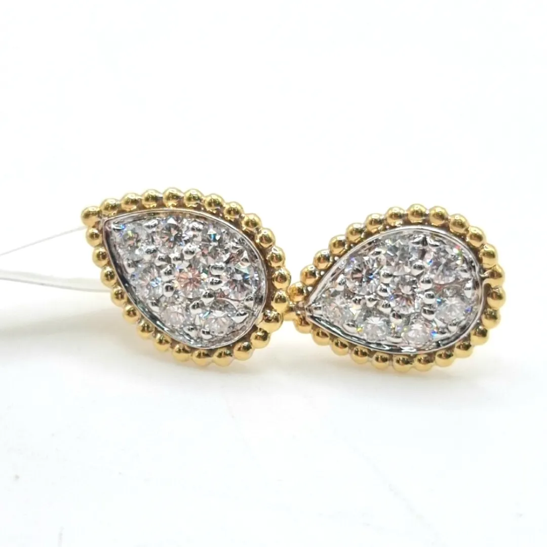 .80 CT Pear Diamond Earrings 18K Yellow Gold