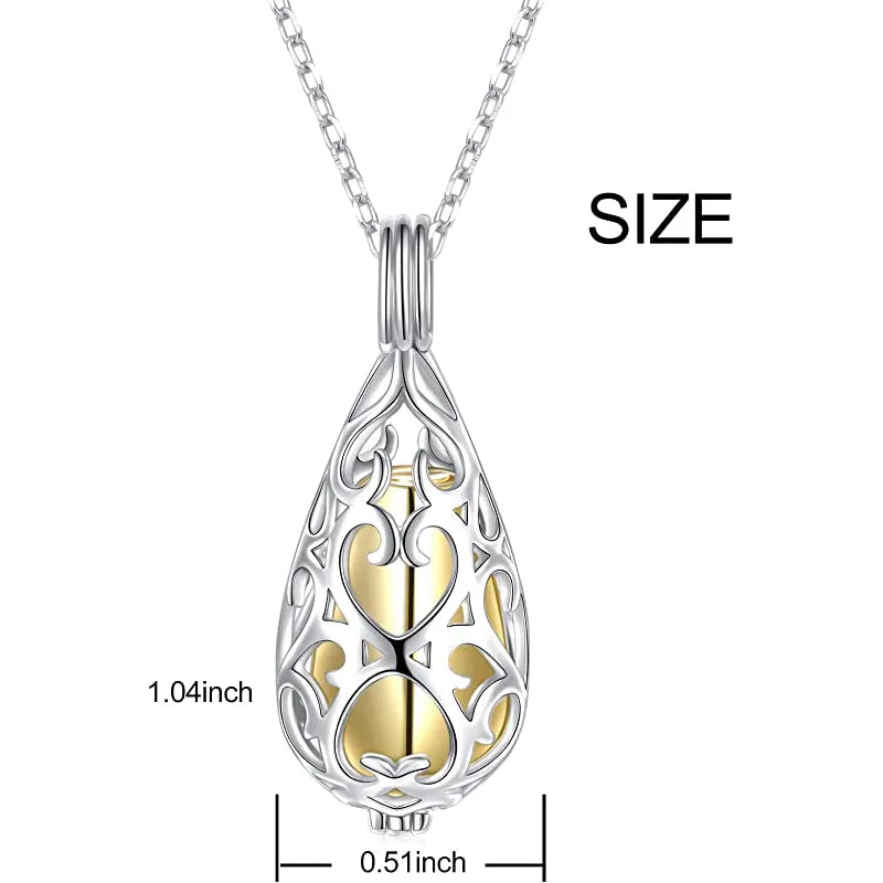 925 Sterling Silver Cremation Urn Memorial Pendant Necklace with Hollow Urn Cremation Jewelry for Ashes