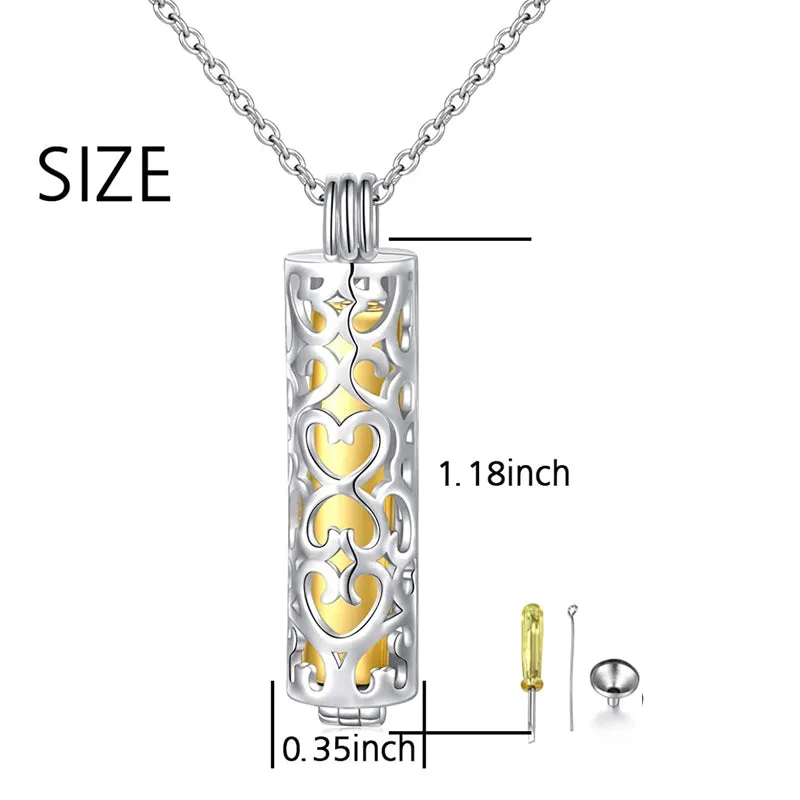 925 Sterling Silver Cremation Urn Memorial Pendant Necklace with Hollow Urn Cremation Jewelry for Ashes