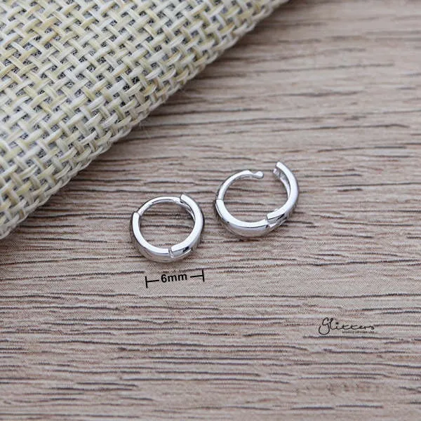 925 Sterling Silver Plain 2mm wide One-Touch Hoop Earrings