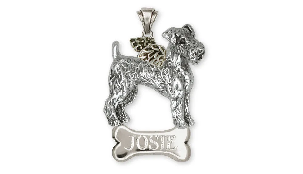 Airedale Terrier Angel Pendant Jewelry Sterling Silver Handmade Dog Pendant AR6-ANP