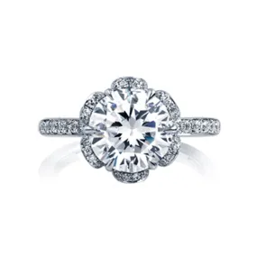 A.Jaffe Solitaire Halo Semi-Mount Diamond Engagement Ring