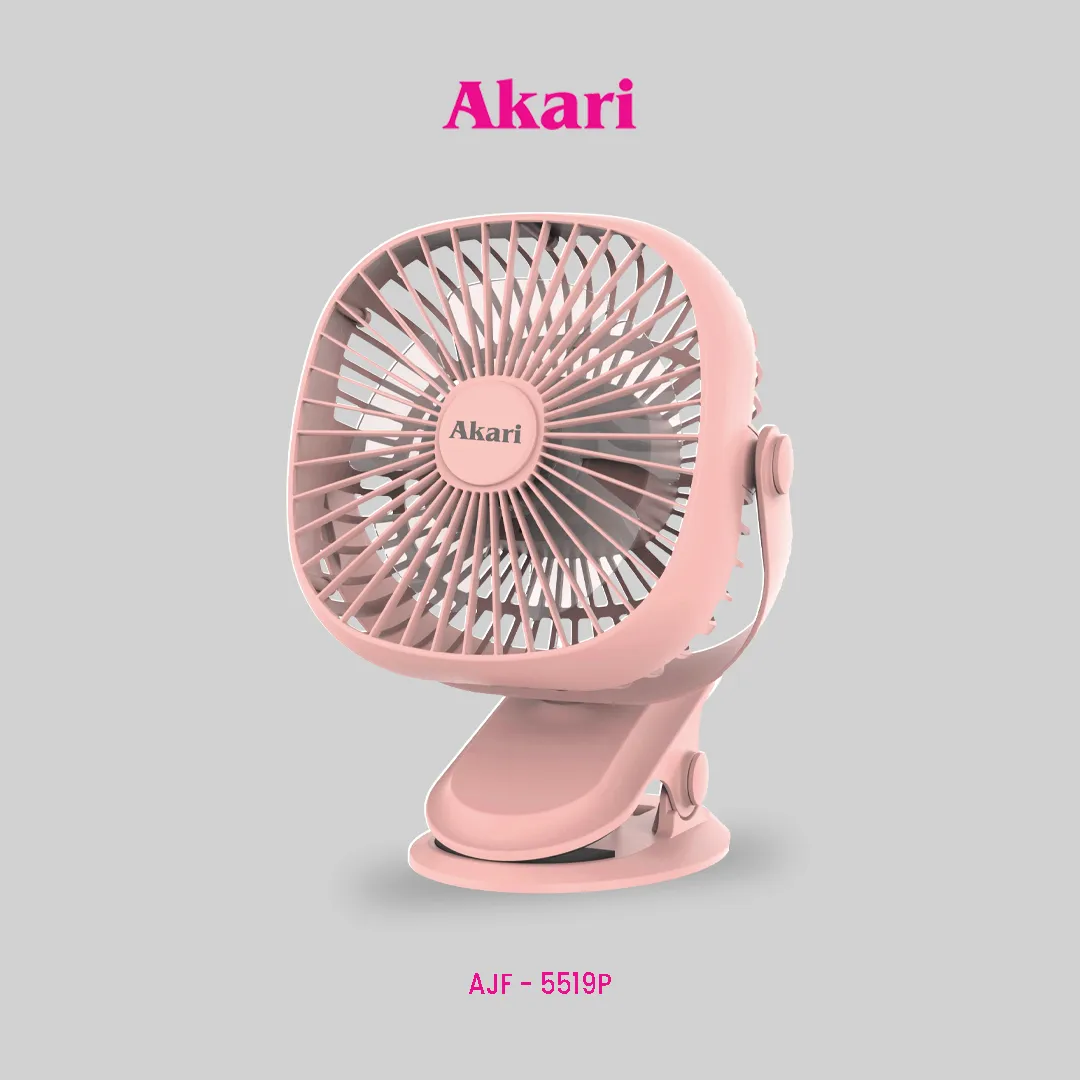 Akari 5 Rechargeable Clip Fan with LED (AJF-5519P)