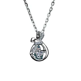 Amazing Ribbon Design Diamond Necklace - 925 Sterling Silver