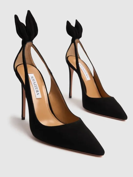 Aquazzura   105mm Bow tie suede pumps 