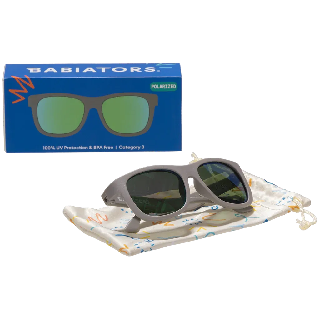 Babiators Navigator Polarized Mirrored Sunglasses - Graphite Gray/Green