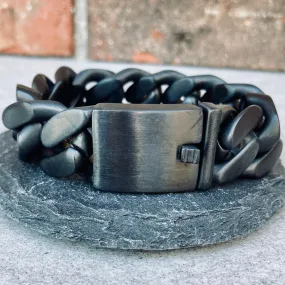 Bagger Bracelet - EASY BIKER - Matte Black Stainless - 3/4 wide - B75