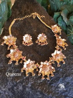 BAHUBALI FLORAL NECKLACE SET