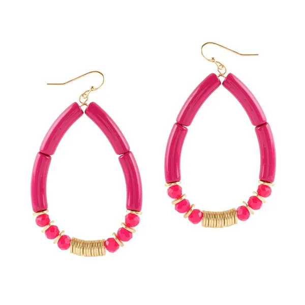 Barbie Theme Glass Bead Teardrop Earrings