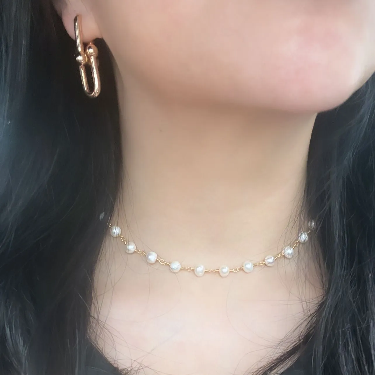 Baroque Pearl Choker Necklace GHW