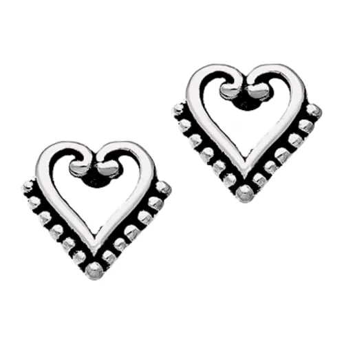 Beaded Heart Stud Earrings