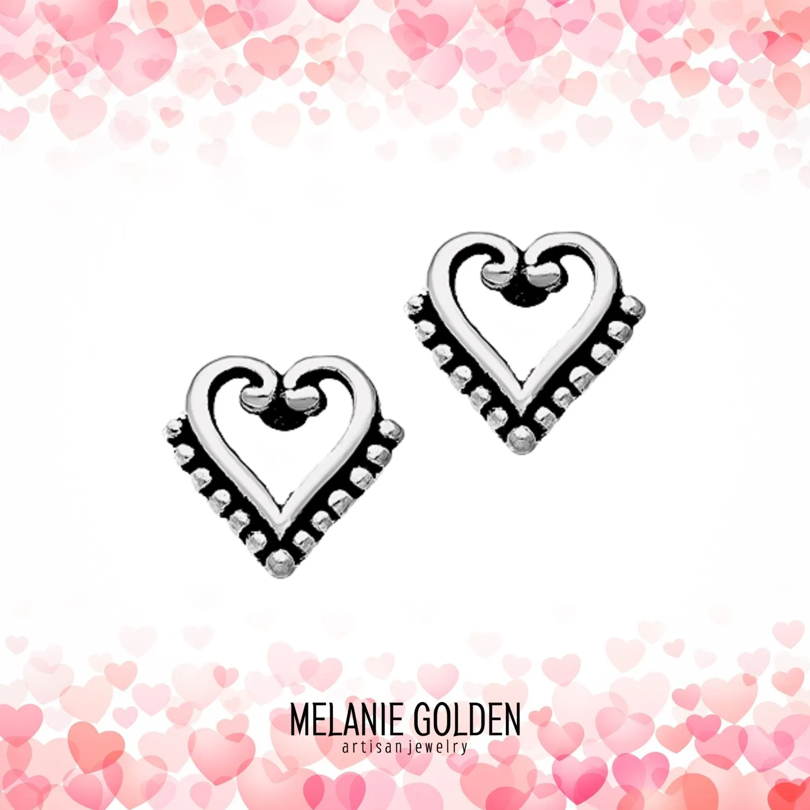 Beaded Heart Stud Earrings