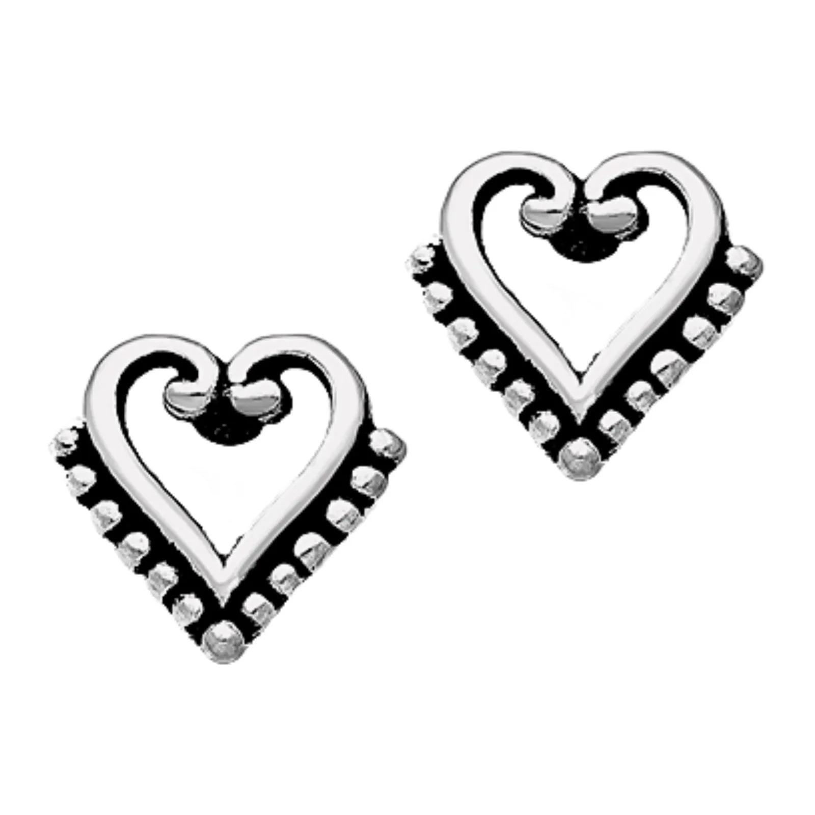 Beaded Heart Stud Earrings