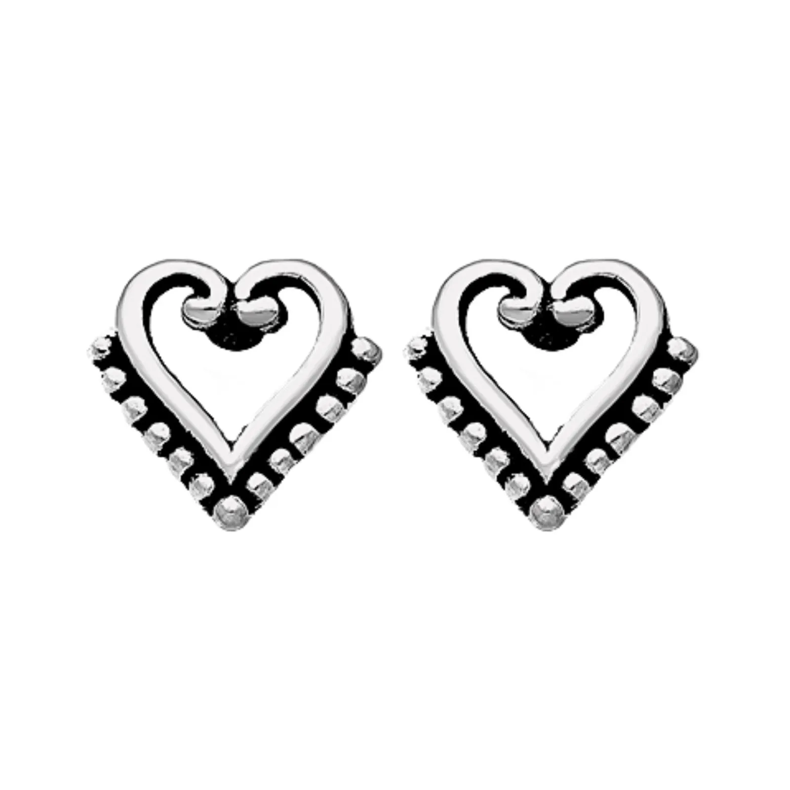 Beaded Heart Stud Earrings