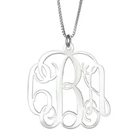 Better Jewelry Personalized LARGE .925 Sterling Silver - Custom Fancy Letter Monogram Pendant Necklace (1.5)