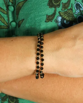 Black & Gold Small Set of 2 Beaded Bracelets