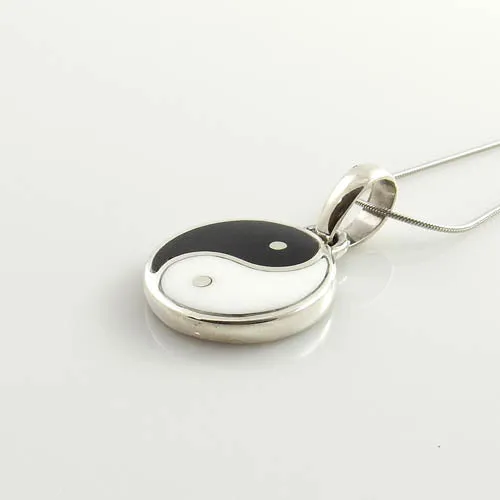 Black Onyx Howlite Silver Yin-Yang Pendant