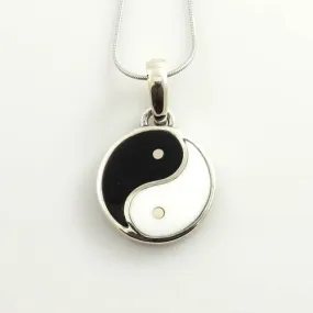 Black Onyx Howlite Silver Yin-Yang Pendant