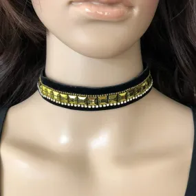 Black Velvet and Gold Choker