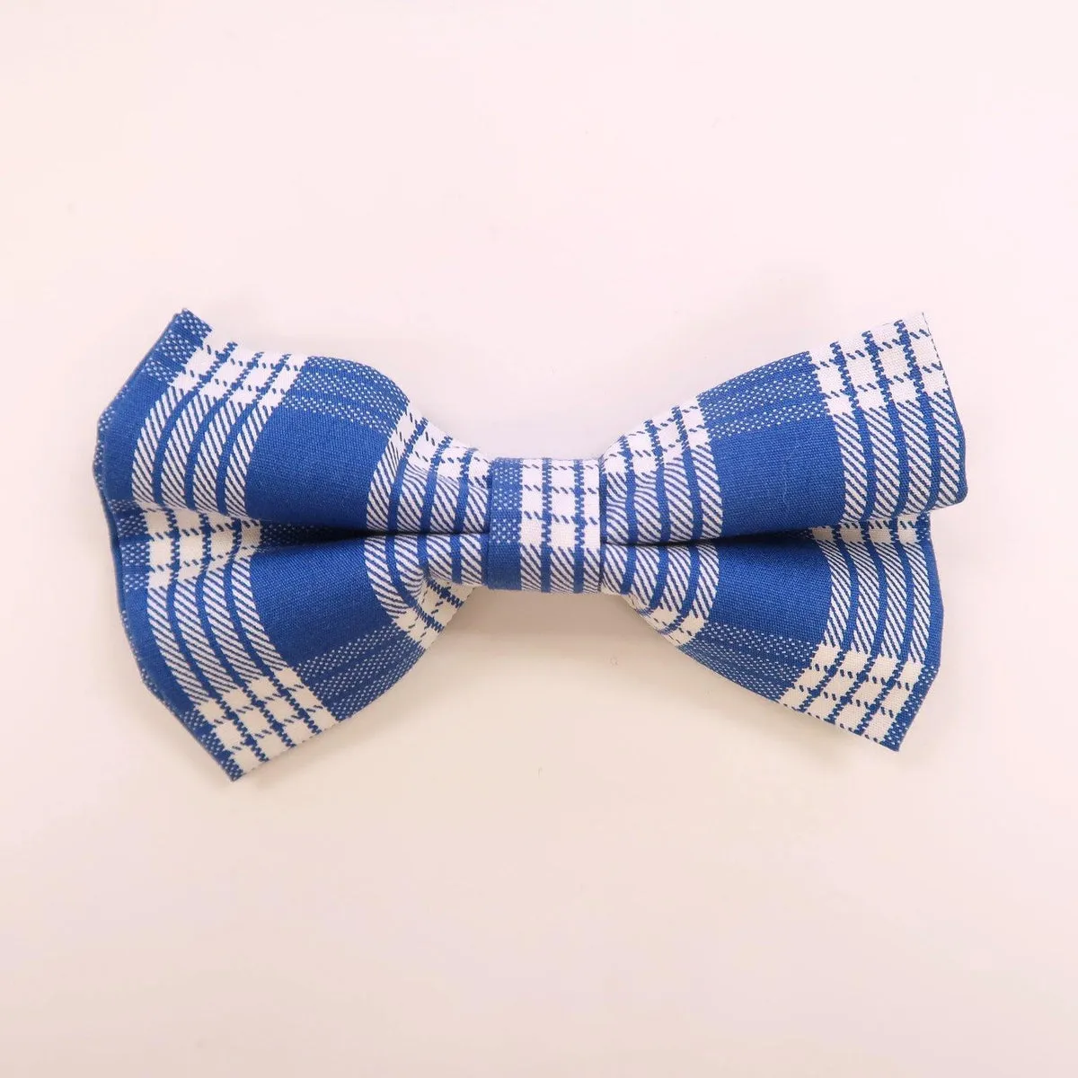 Blue Palaka Plaid Print Dog's Bow Tie