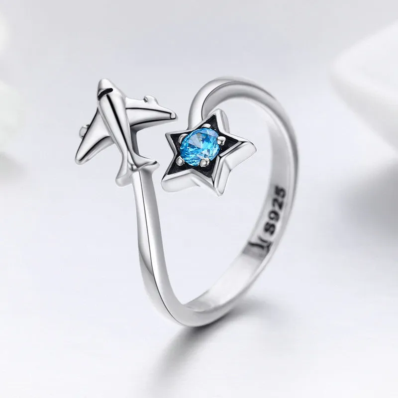 Blue Star Trek Plane Plain Ring