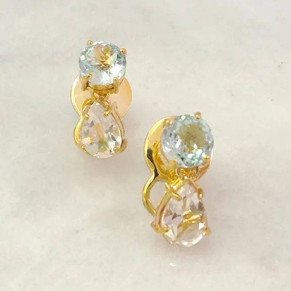 Blue Topaz & White Topaz Separates Earrings