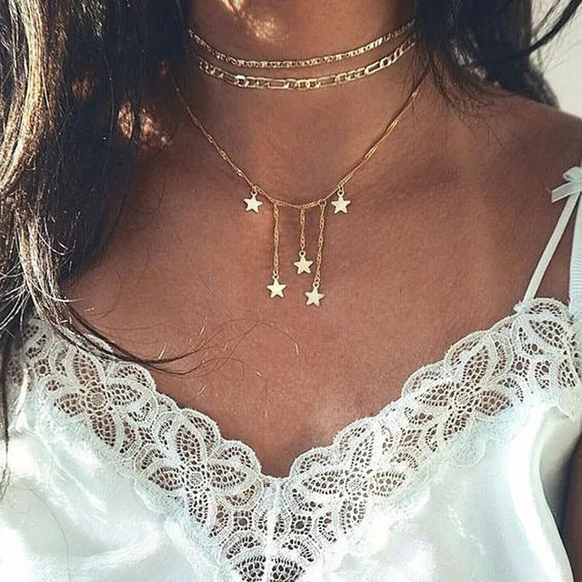 Bohemia Vintage Crystal Geometric Star Necklace